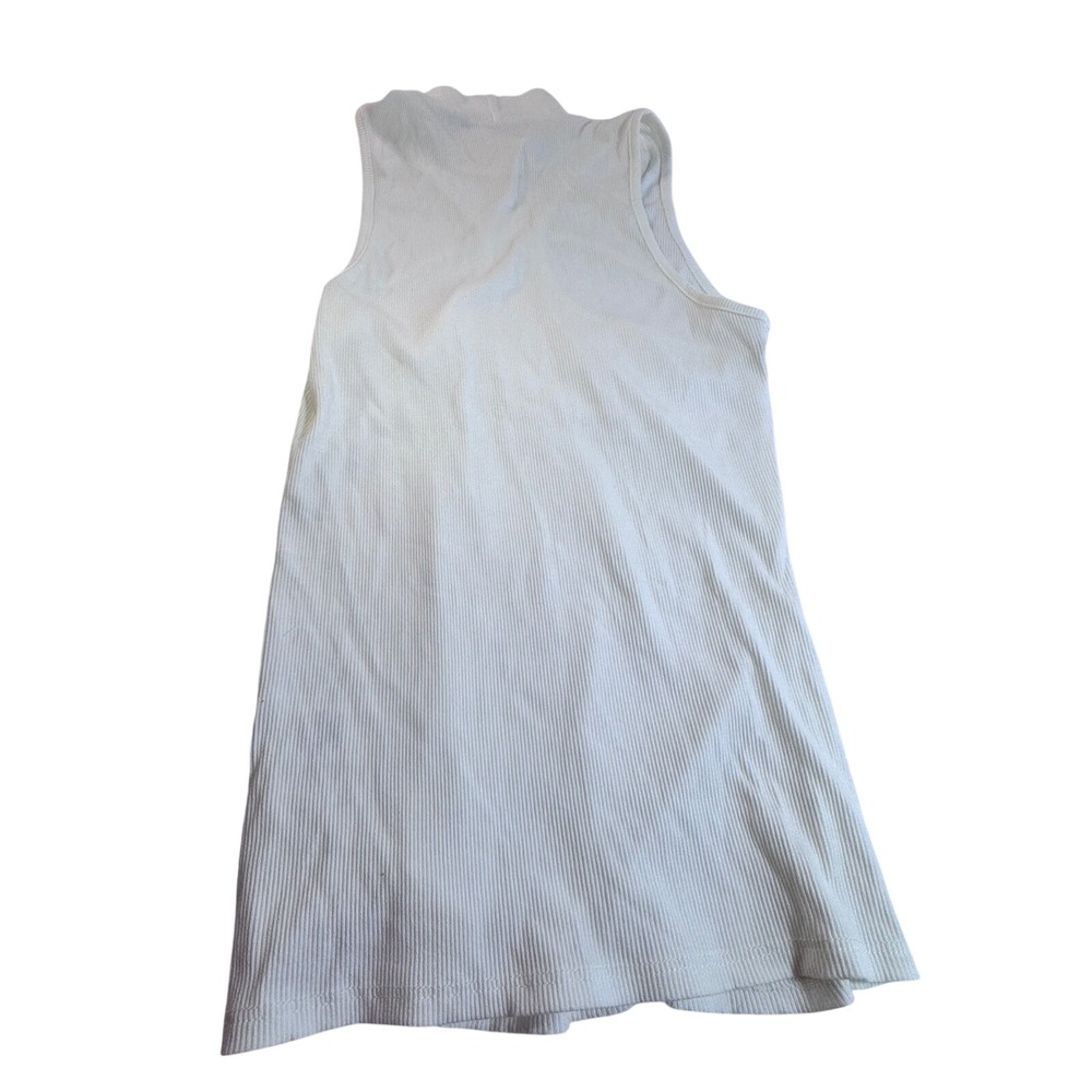 Fore Womens Off White Ribbed Mock Neck Sleeveless Cutout Tank Top Size‎ M Ivory
